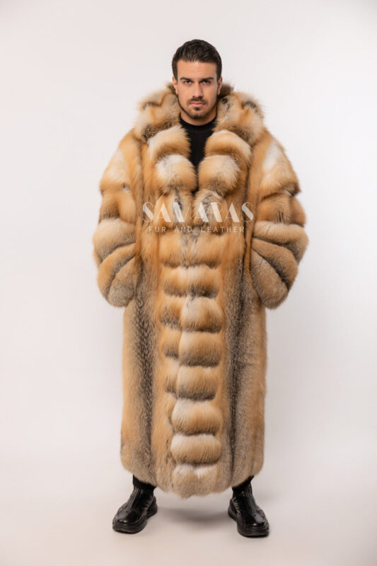 Noah Luxury Mens Golden Island Fox Coat Full Skins With Lavish Fur