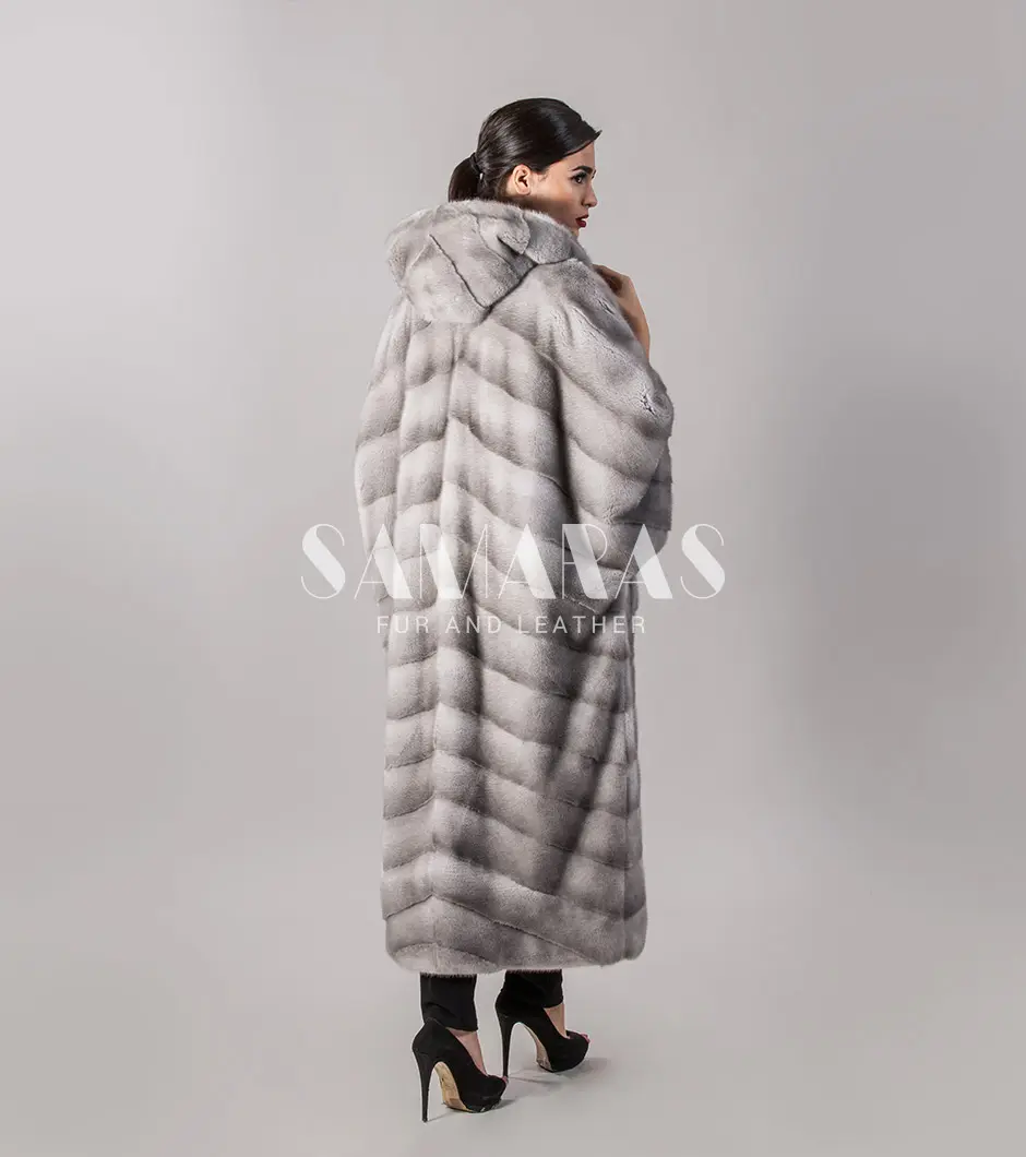 SAPPHIRE LONG MINK FUR COAT