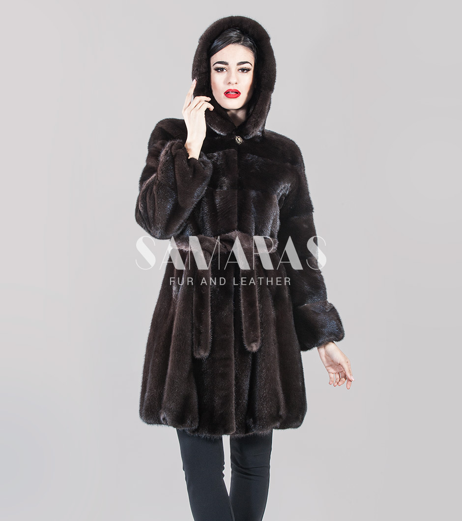 Evalina | Mink Fur Jacket With Hood - Samarasfurs.com