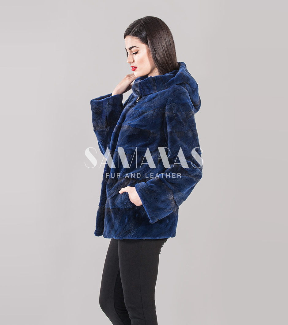 Huntah | Sheared Mink Fur Jacket With Hood - Samarasfurs.com