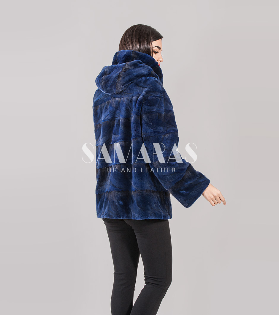 Huntah | Sheared Mink Fur Jacket With Hood - Samarasfurs.com
