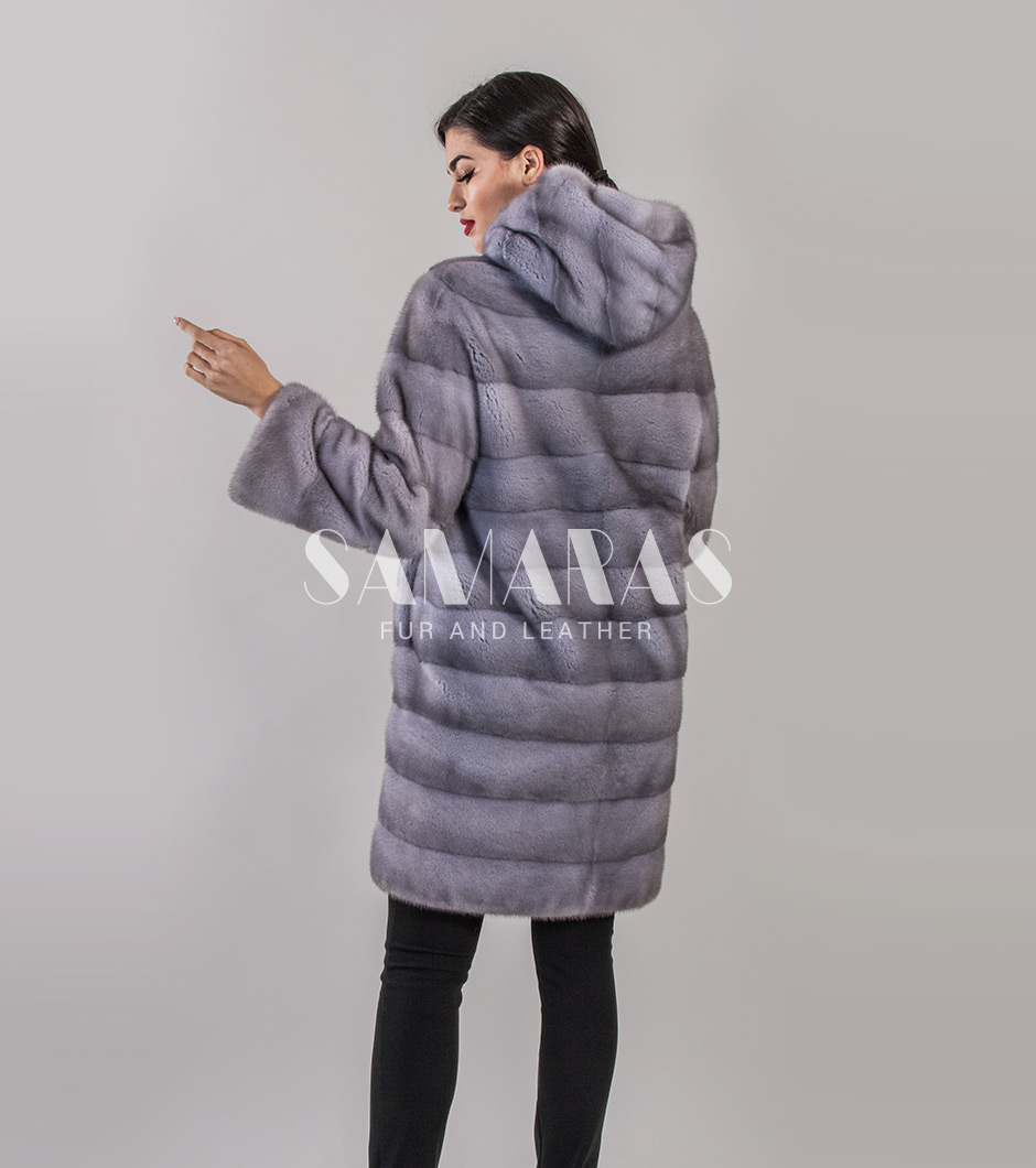 Sapphire Gray Mink Sections Sculptured Design 26” Zip Jacket with