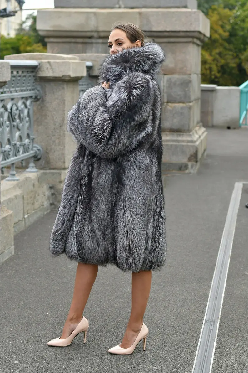 Luxury Silver Fox Coat 