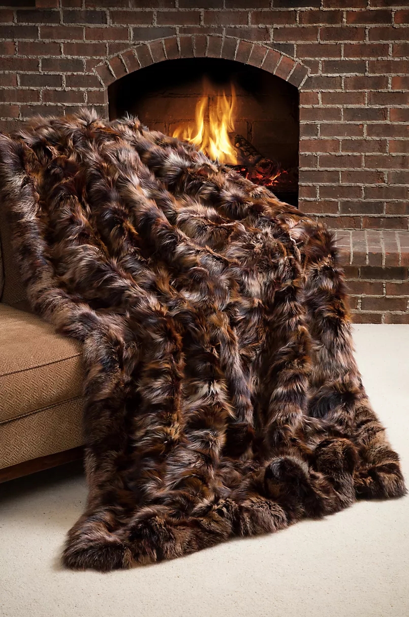 Luxury Real Maltinta Brown Fox | Fur Blanket - Throw 