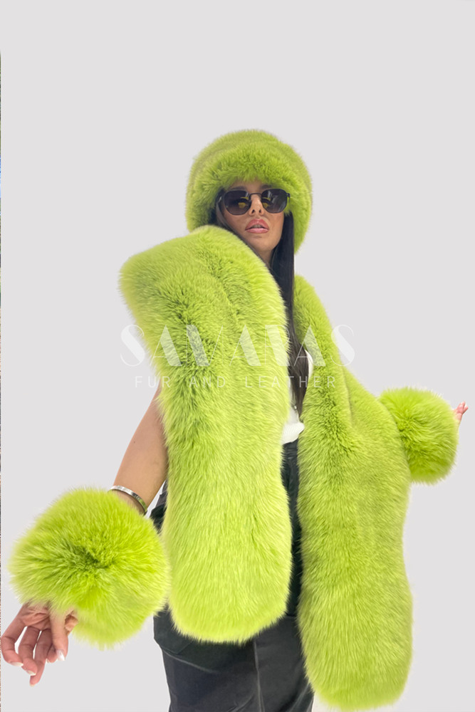 LUXURY FOX Fur BOA Set With Fox Hat and Fox Fur Cuffsfull 