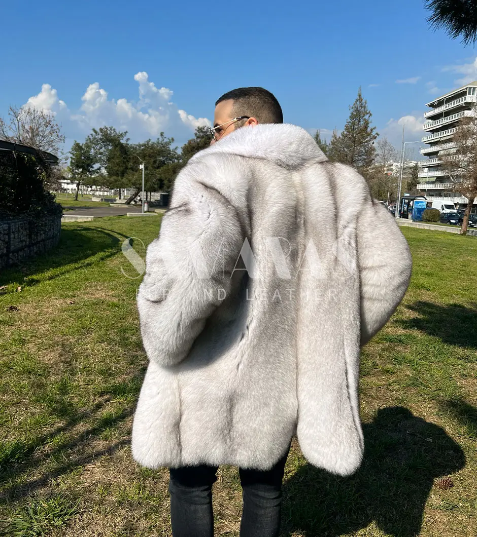 Men's White Fox Fur Coat