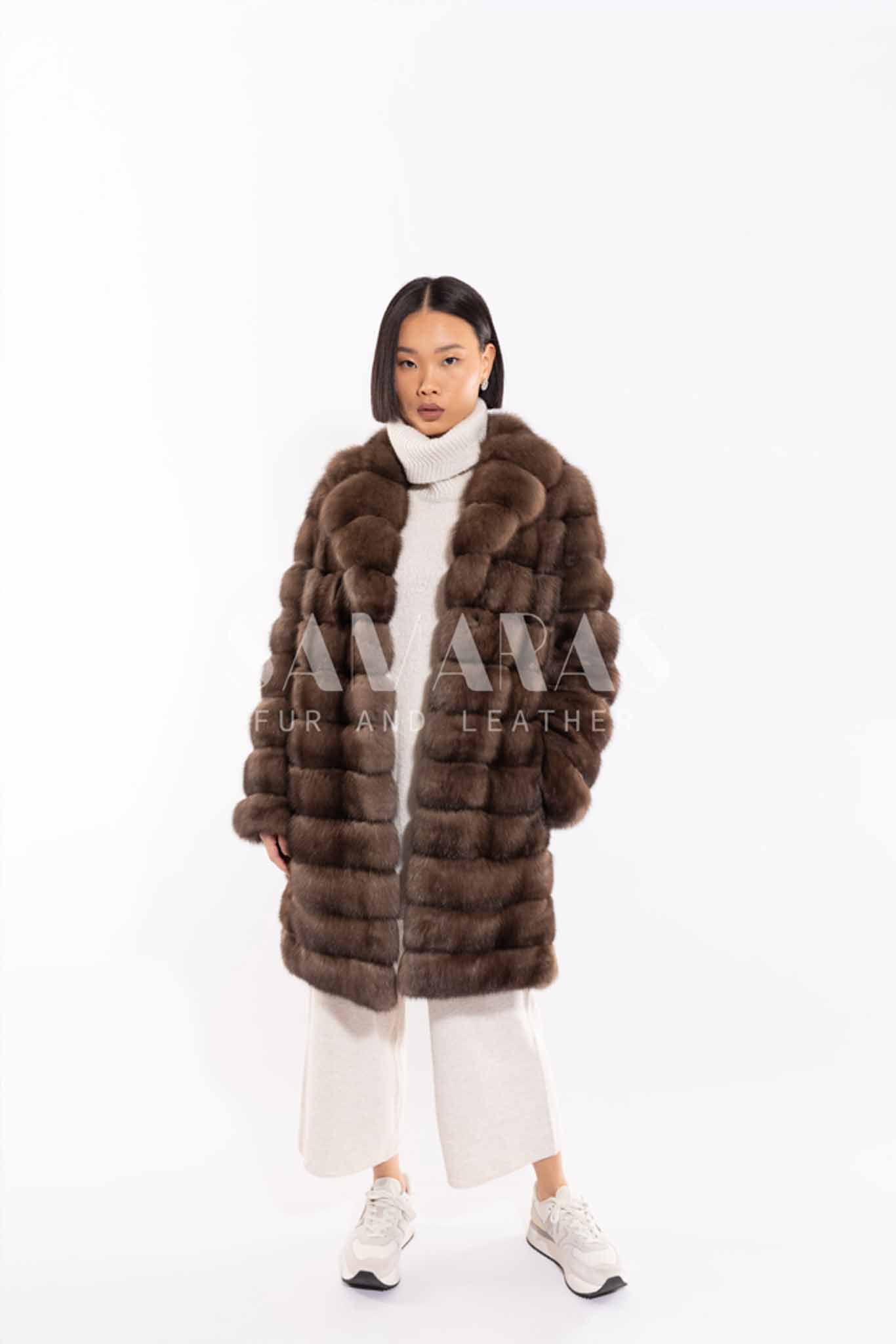 Kiran | Luxury Russian Sable Fur Coat With Notched Ccollar