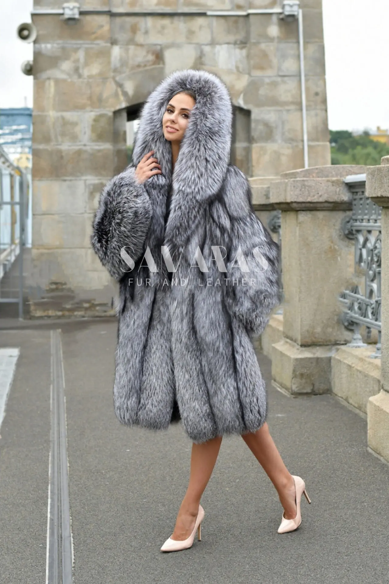 Grey fox sales fur jacket