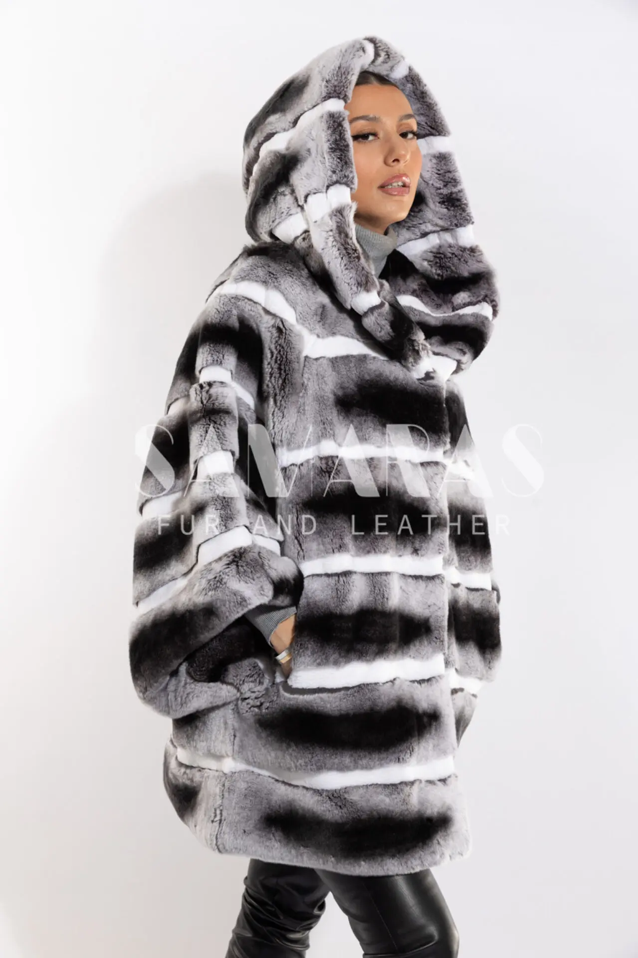 Chinchilla Style Real Rex Rabbit Fur Coat in 2023