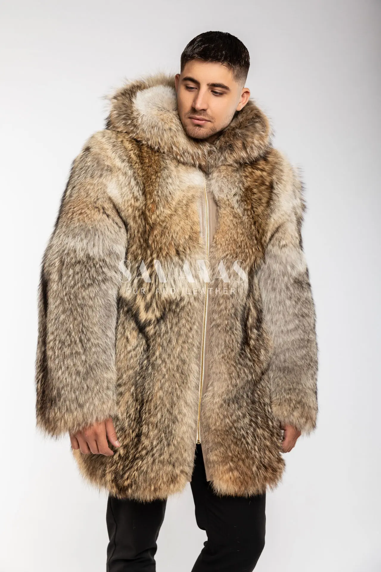 Mens hooded hotsell coyote fur coat