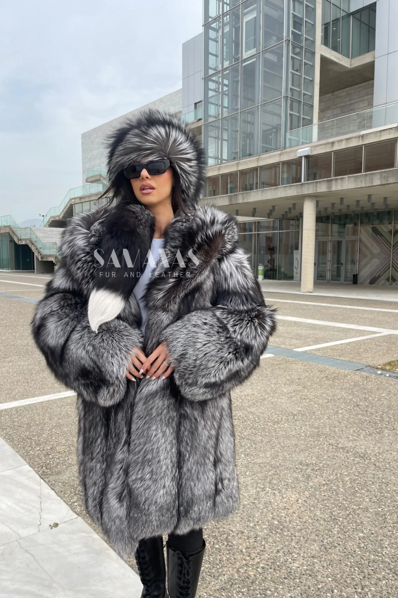 Faux silver fox on sale coat