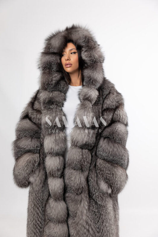 Bexley | Luxury Scandinavian Blue Frost Fox Full Length Coat With ...