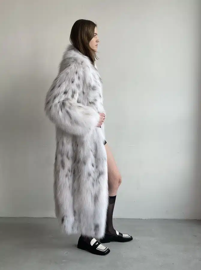 White grey fur outlet coat