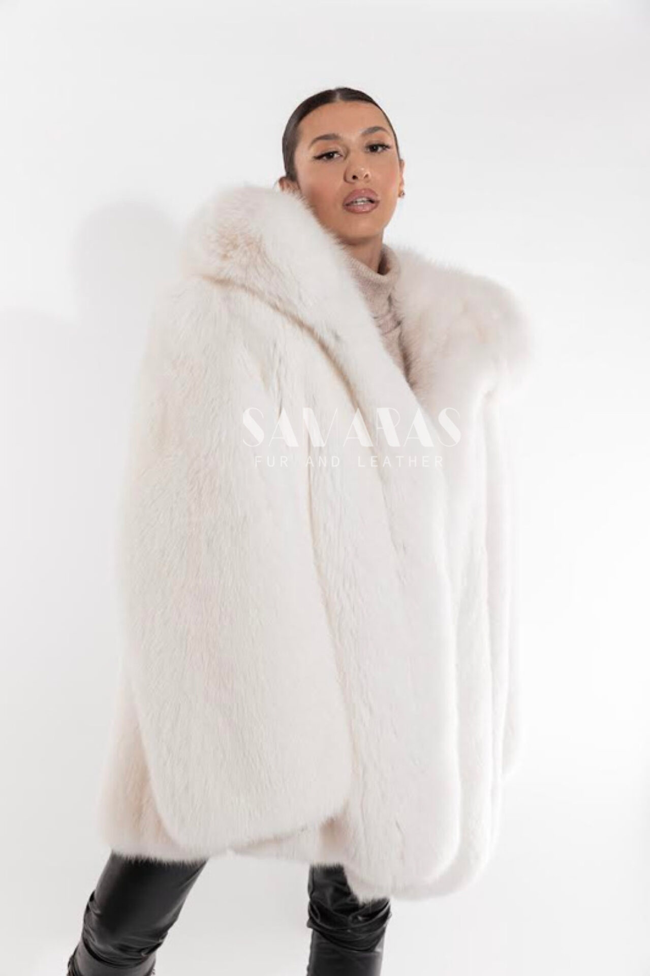 Men's White Fox Fur Coat