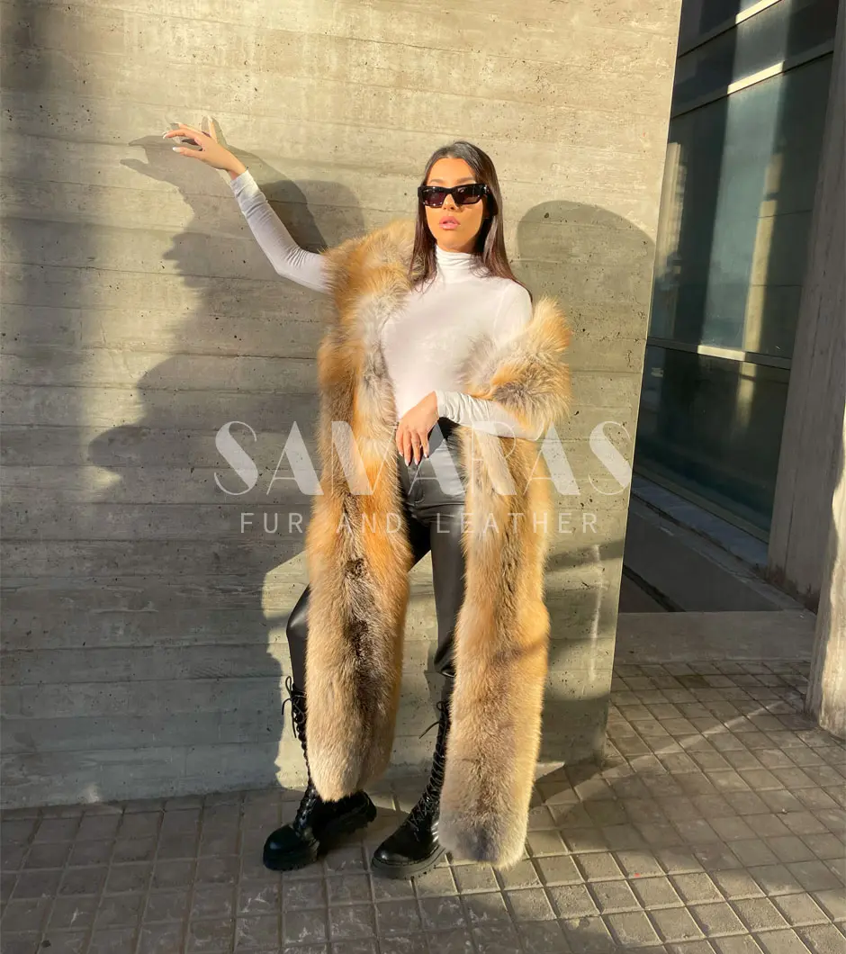 Golden island outlet fox fur coat