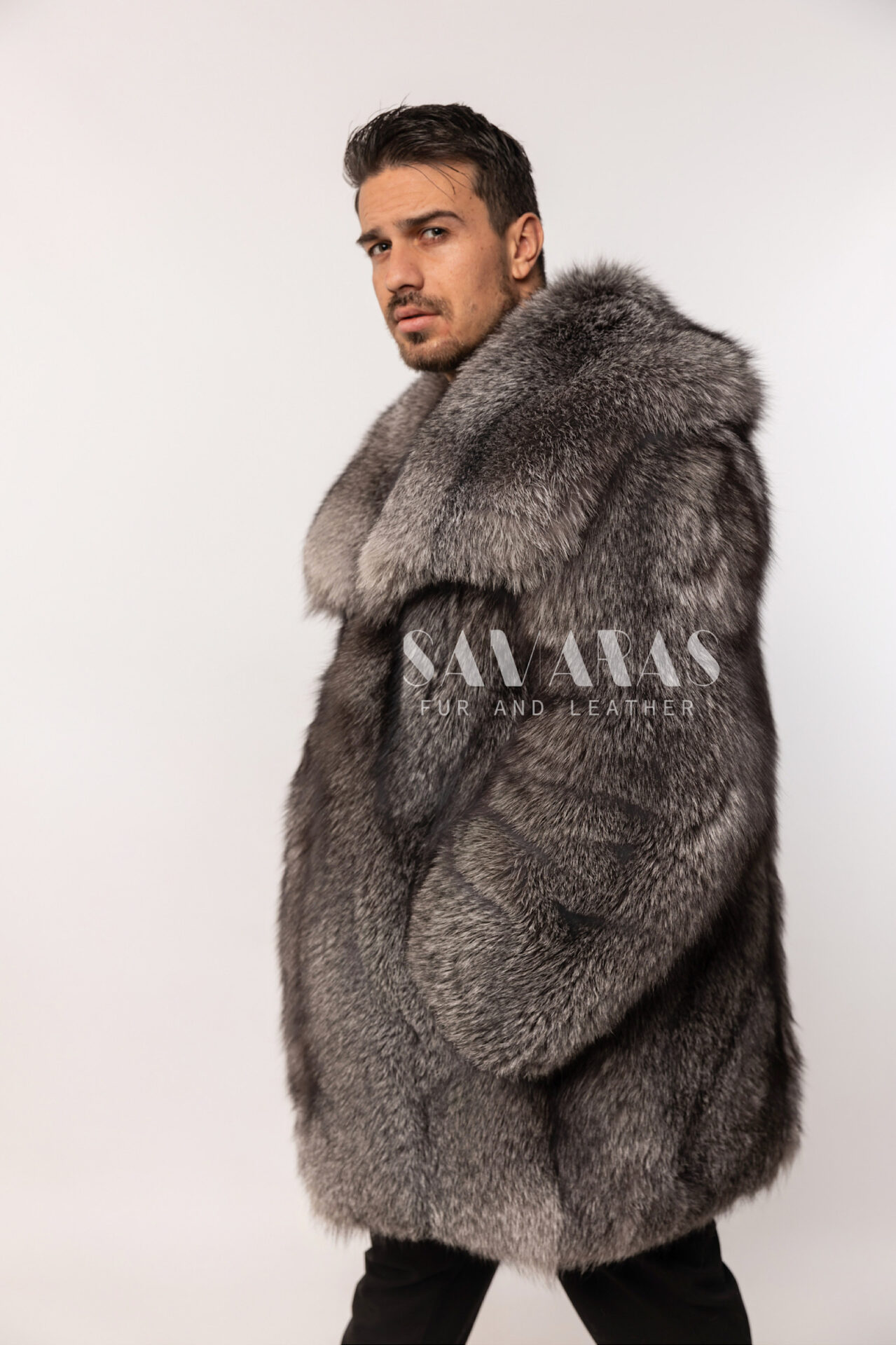 Jaxon | Luxury Mens Scandinavian Blue Frost Fox Coat With Lavish Huge ...