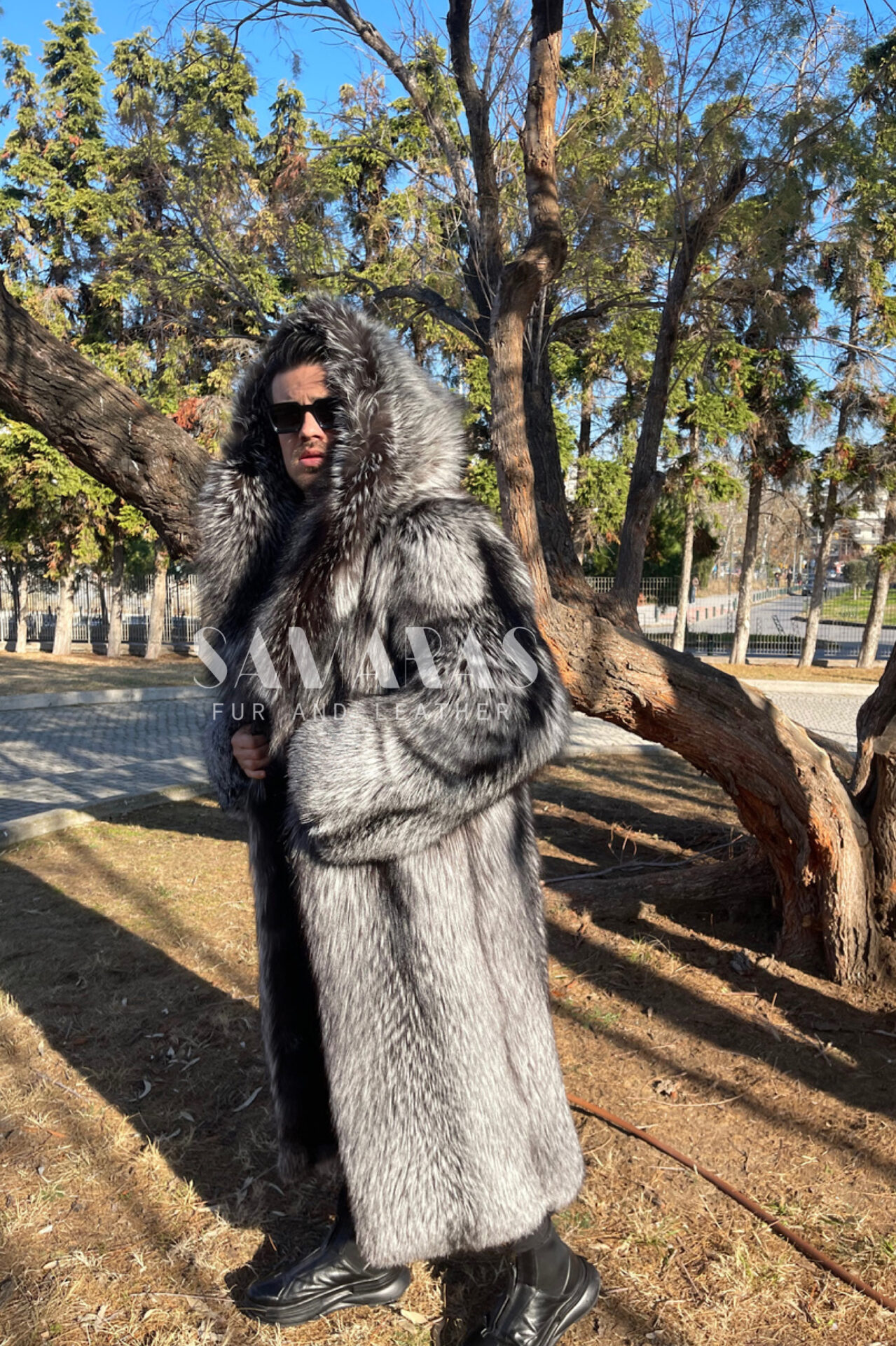 Amazing Silver Saga Fox Fur Coat with huge hood