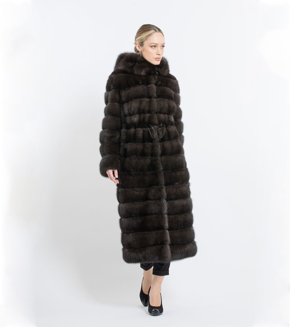 Anna | Luxury Real Russian Sable Fur Coat With Lavish Double Side Hood ...