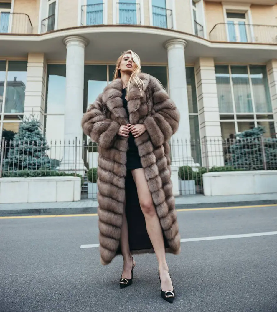 Floor length outlet fur coat