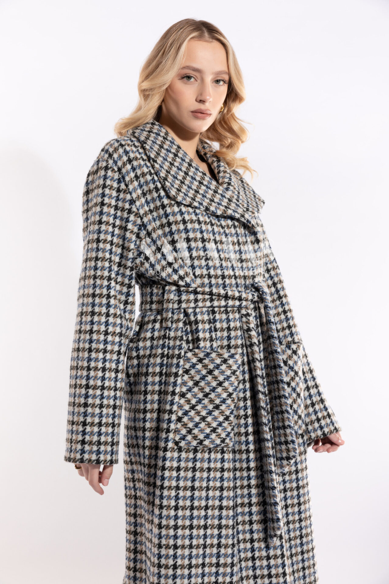 Lisa | Luxury Checked Loro Piana Suri Alpaca Wool Coat With Collar ...