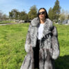 Haute Couture Namibian Grey Swakara With Silver Fox Combination Fur Coat