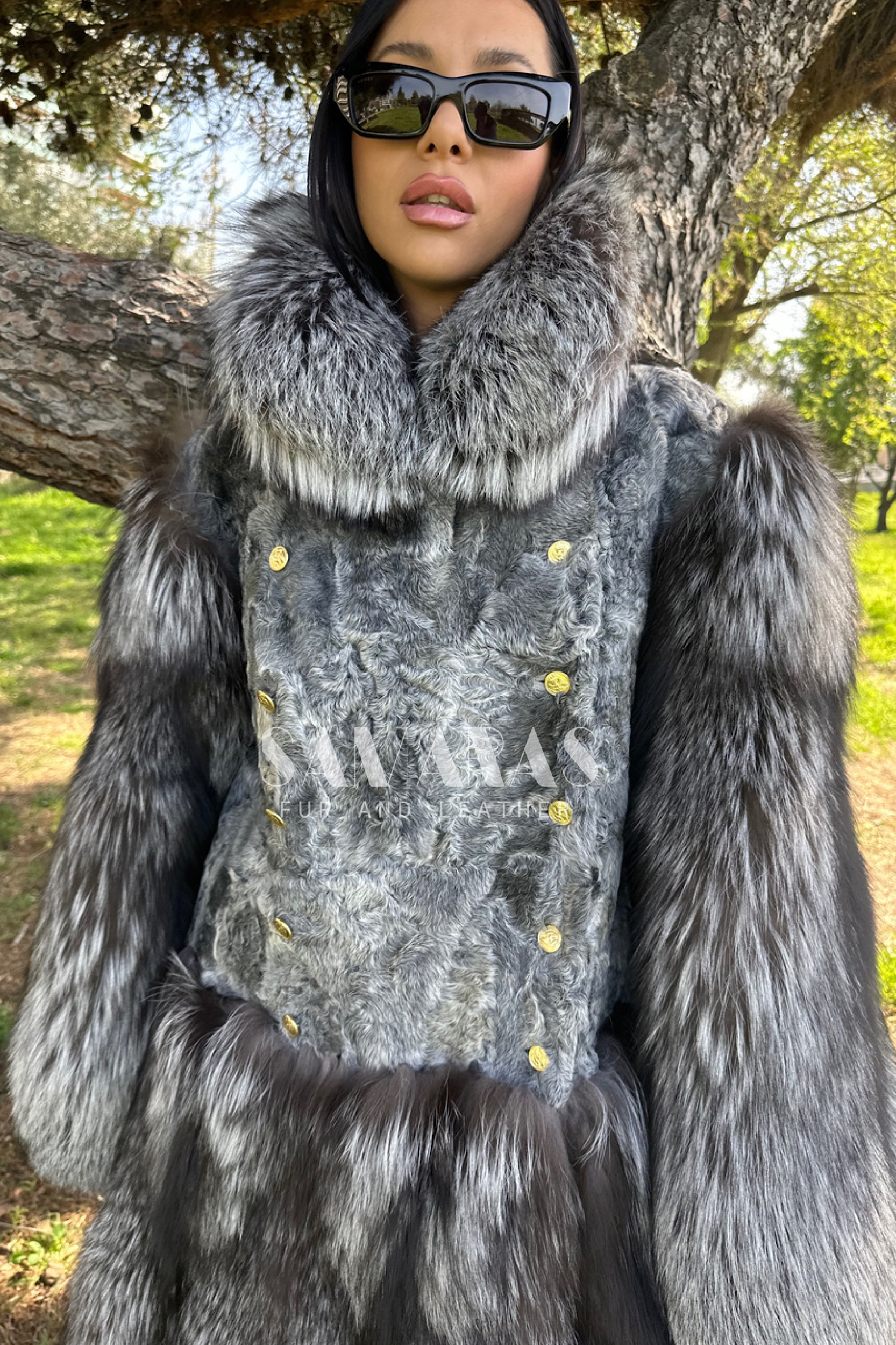 Haute Couture Namibian Grey Swakara With Silver Fox
