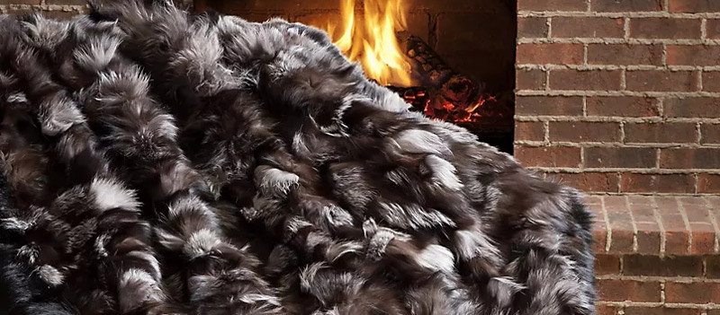 silver fox fur throw