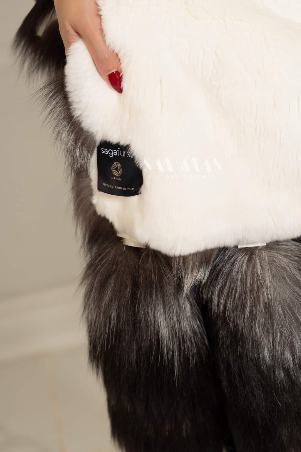 Luxury Double Face Scandinavian Silver Fox & White Rex Boa-Cape
