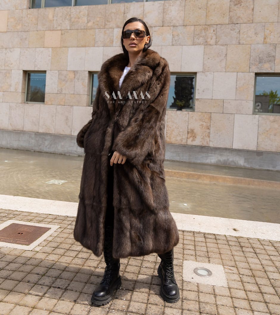 Sallie | Luxury Real Russian Barguzinsky Sable Full Length Fur Coat With Collar