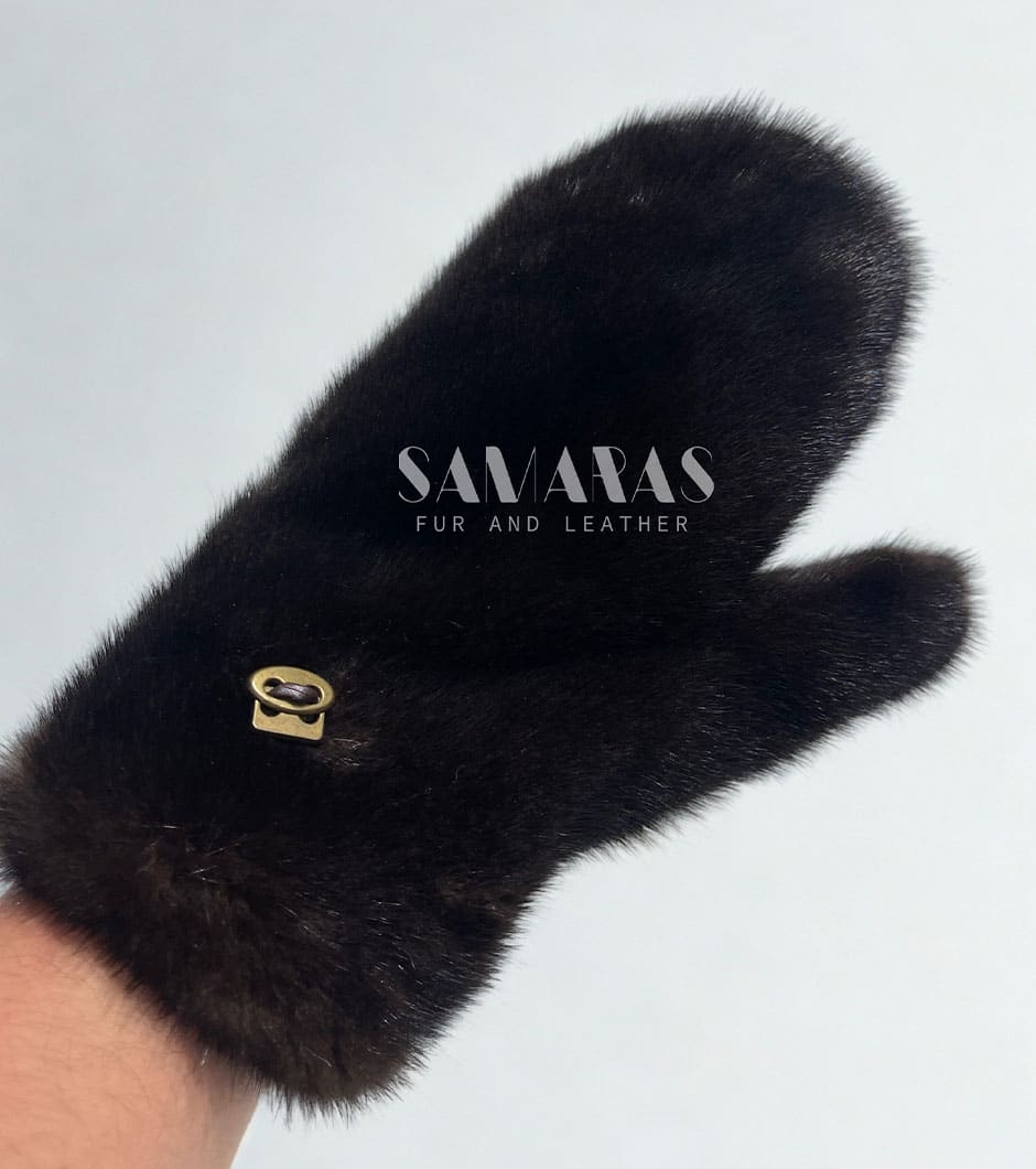 Geneva | Scandinavian Double Side Real Brown Mink Fur Mittens-Gloves