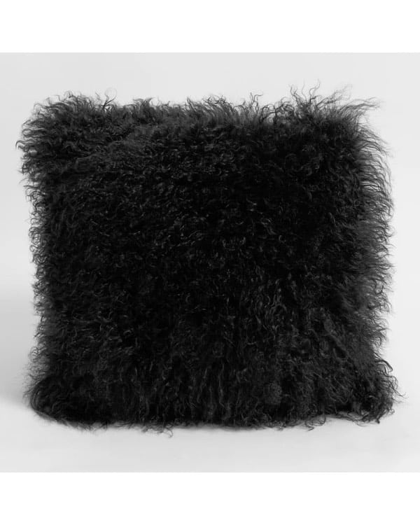 Nicholas | Luxury Double Sided Black Mongolian Sheep Fur Pillows – Cushions