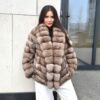 Matiyah | Luxury Russian Barguzinsky Sable Lavender Short Fur Jacket With Full Frontal Shawl Collar