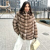 Sydney | Luxury Russian Beige Sable Fur Jacket With Shawl Stand Up Collar