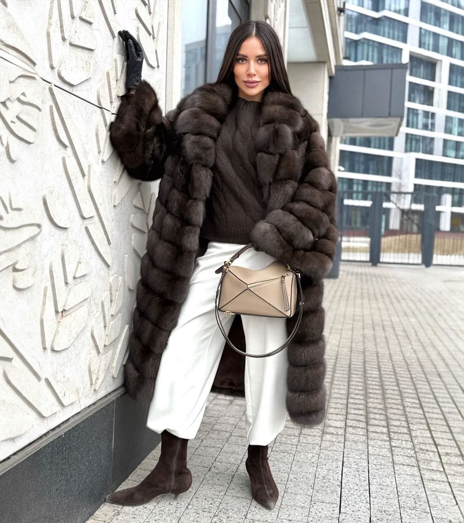 Frannie | Luxury Barguzinsky Russian Sable Fur Coat Relaxed Fit With Lavish Notched Collar