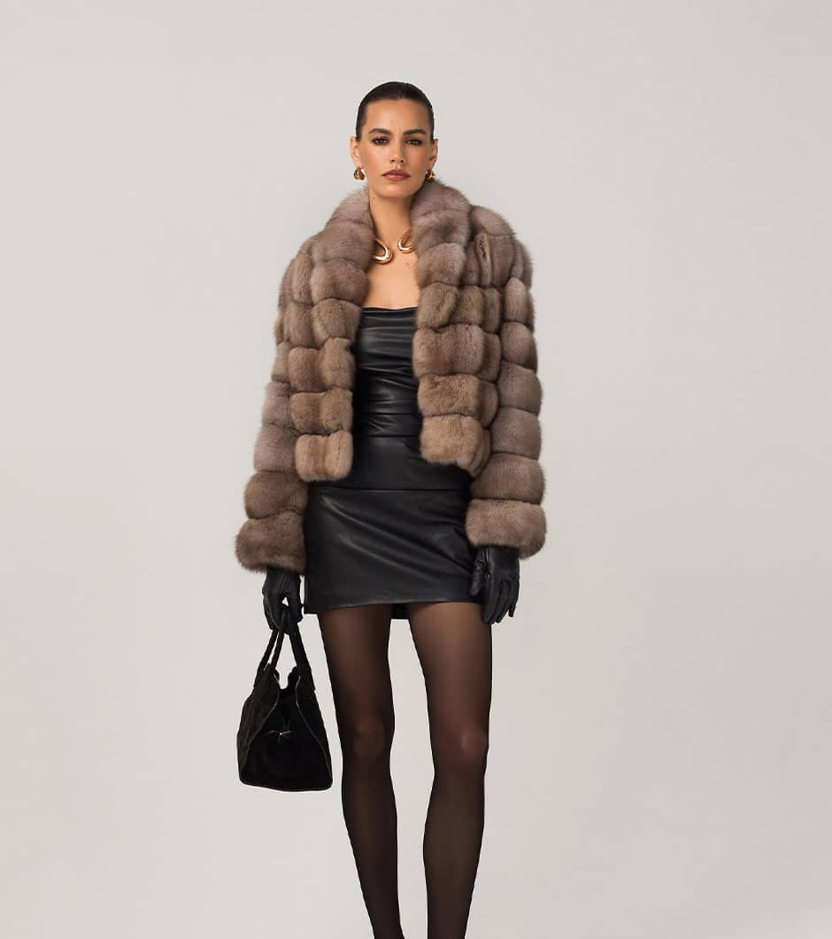 Gabbie | Luxury Russian Sable Short Fur Jacket With Shawl Collar