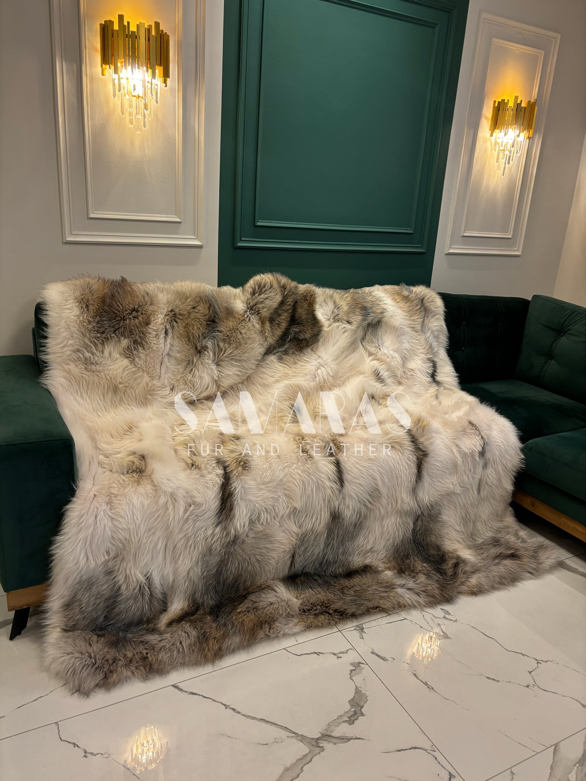 Elena | Luxury Saga Artic Finn Raccoon Fur Throw – Blanket