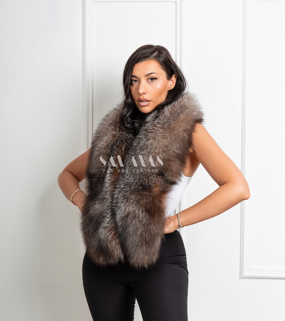 Crimson | Luxury Crystal Fox Fur Collar